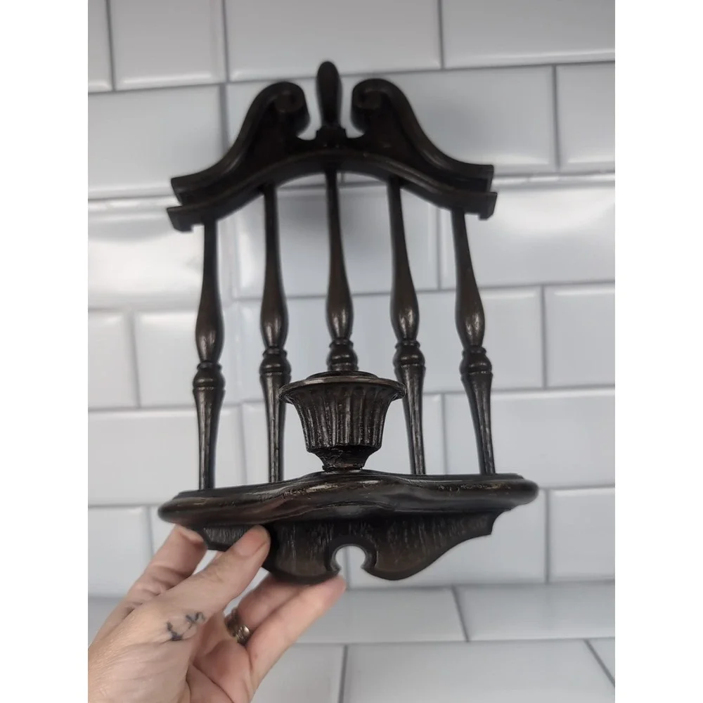 1970's Homco #4155 Molded Sconce Candle Holder Plastic Brown Wall Hanging Vintag